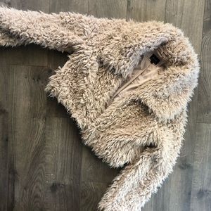 Bardot Dusty rose shag crop jacket